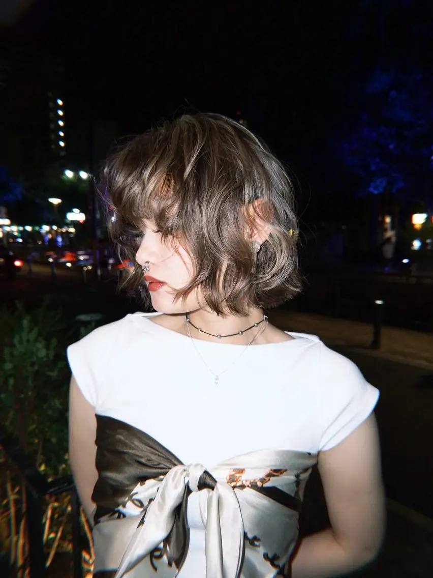 ミディアム カラー ヘアカラー 岡山ハイトーン・ ルーツカラー/こもものヘアスタイル