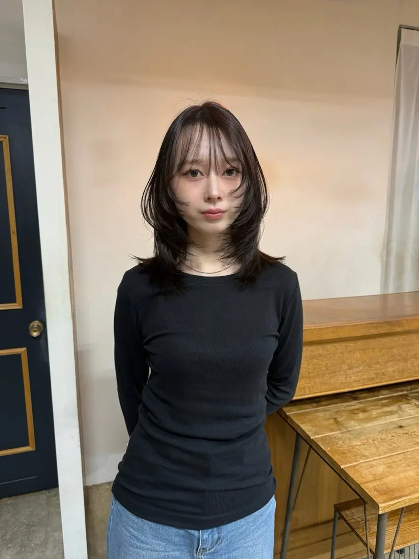 ミディアム カラー カット ヘアカラー トリートメント まろやか透明感カラー ♡MANAのヘアスタイル