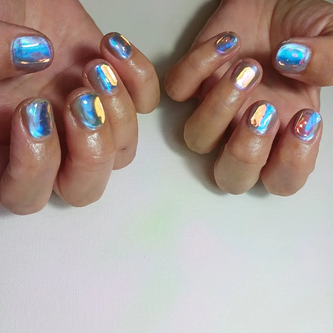 ネイル オーロラネイル ジェルネイル 氷ネイル・うるうるネイル 持ち込み ショートネイル ハンドネイル owlnail /持込みデザイン専門のネイルデザイン