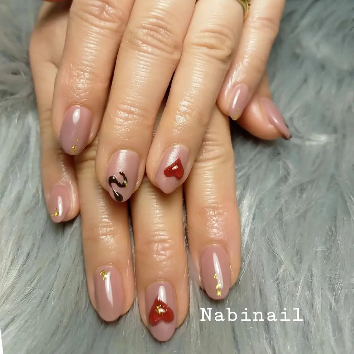 ネイル アートネイル 持ち込み バレンタイン 西日暮里 Nabinailのネイルデザイン