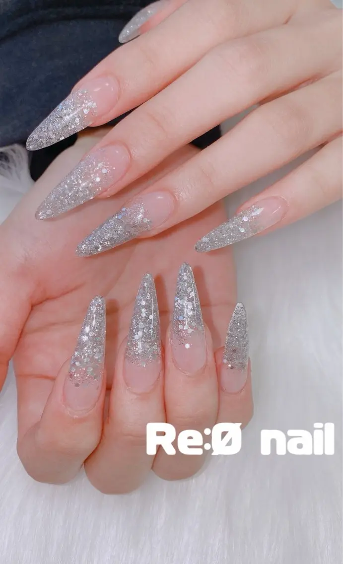 ネイル シルバー ハンドネイル Re:Ø nail 🩵TSUJIのネイルデザイン