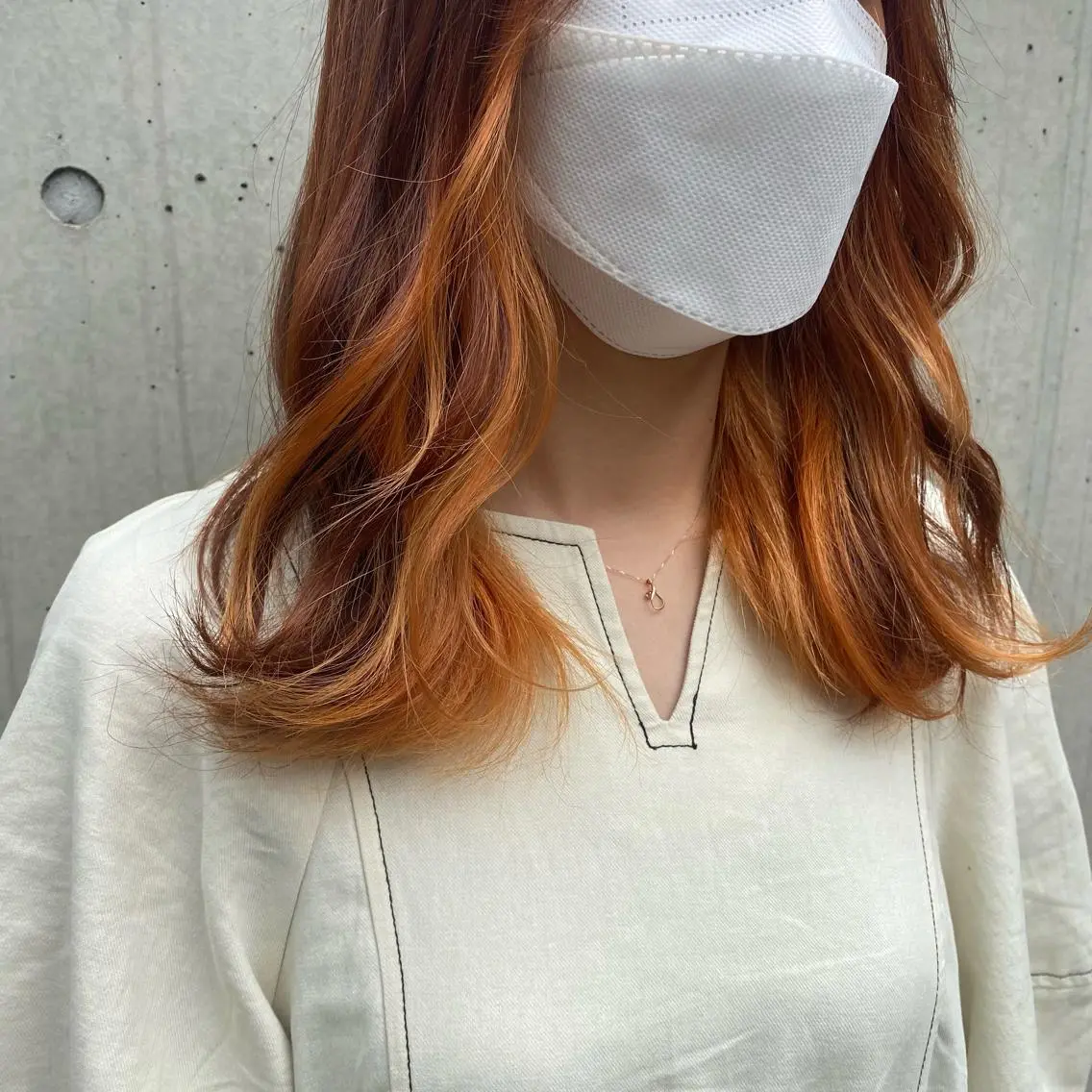 ロング カラー ヘアアレンジ インナーカラー オレンジ MOE /Zina横浜2ndのヘアスタイル