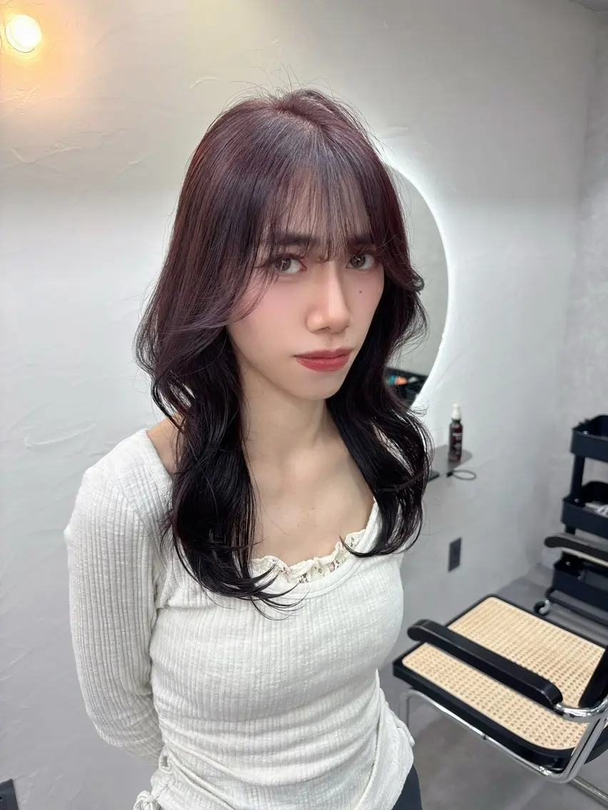 カラー ボルドーカラー ヘアカラー Hz/ヘルツ SHIHOのヘアスタイル