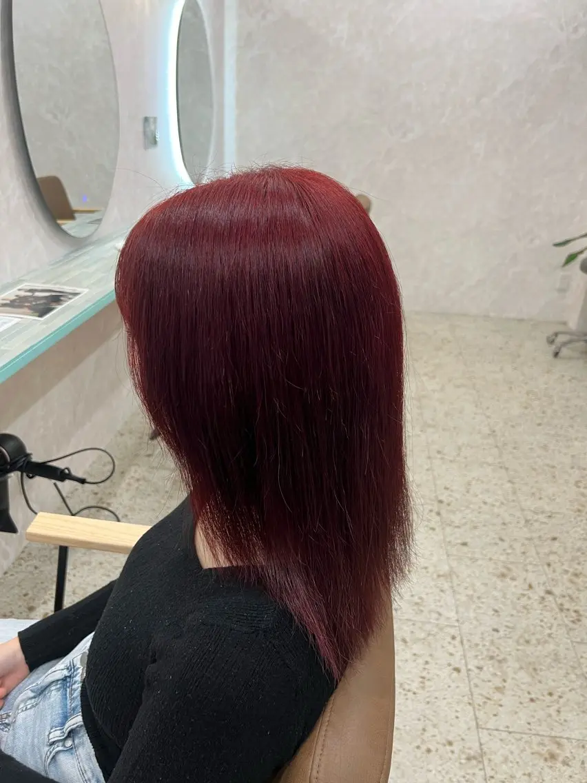 ミディアム カラー ブリーチ ダブルカラー ブリーチなしカラー レッドカラー 近藤 叶大のヘアスタイル