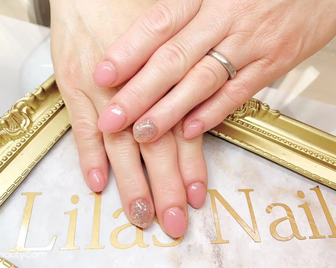 ネイル オフィスネイル ピンク ピンクベージュ シンプルネイル Lilas Nailのネイルデザイン