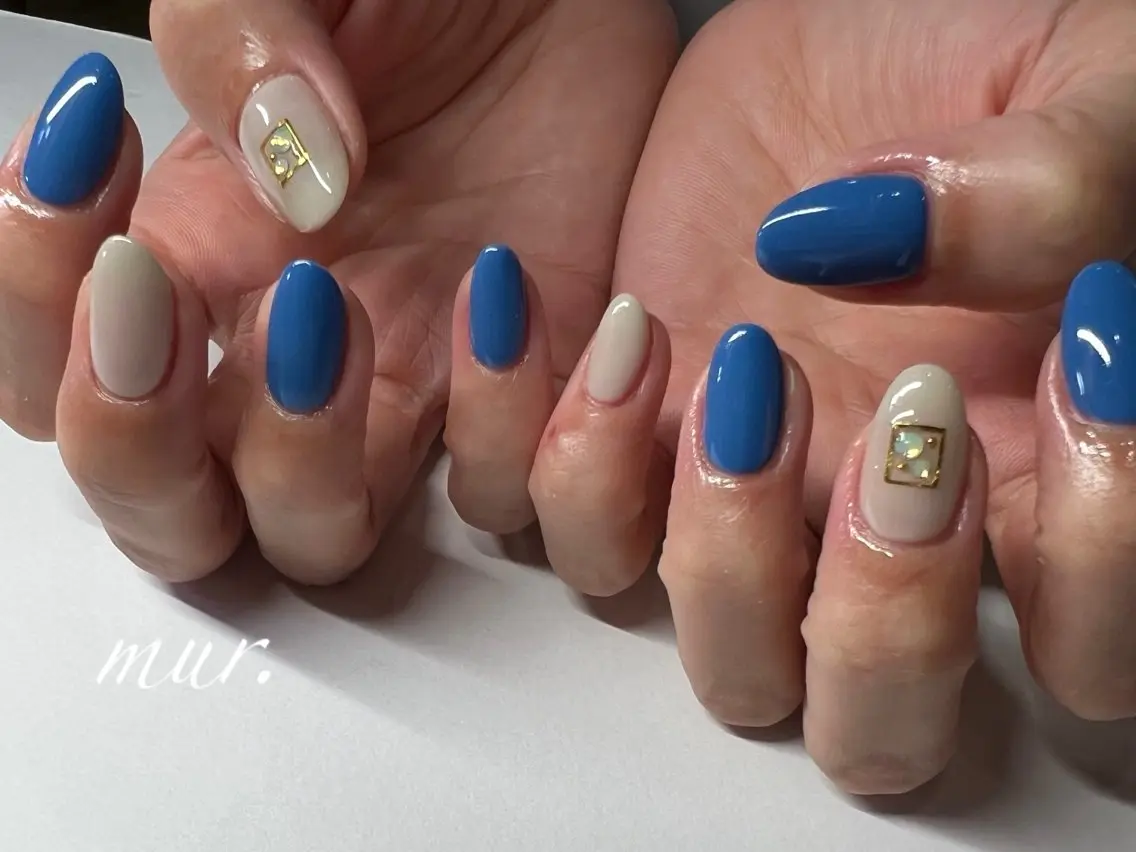 ネイル ブルー ジェルネイル 韓国ネイル ワンカラーネイル シンプルネイル nailsalon mur.のネイルデザイン