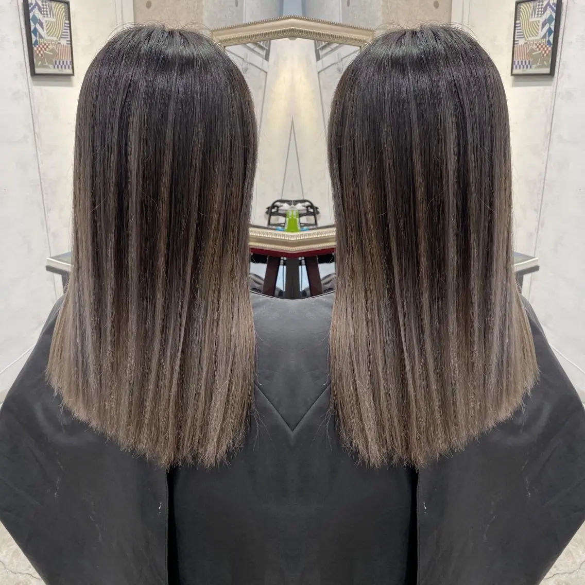 ミディアム カラー ヘアアレンジ バレイヤージュ レイヤーカット ヘアカラー トリートメント 縮毛矯正 髪質改善寺坂雄飛💐のヘアスタイル
