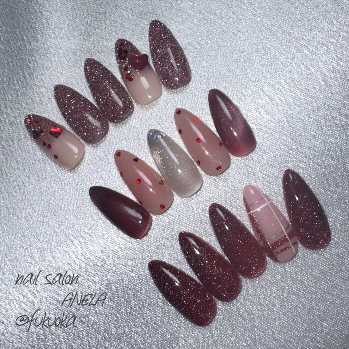 ネイル アートネイル バレンタイン ハンドネイル nail salon ANELA mayaのネイルデザイン