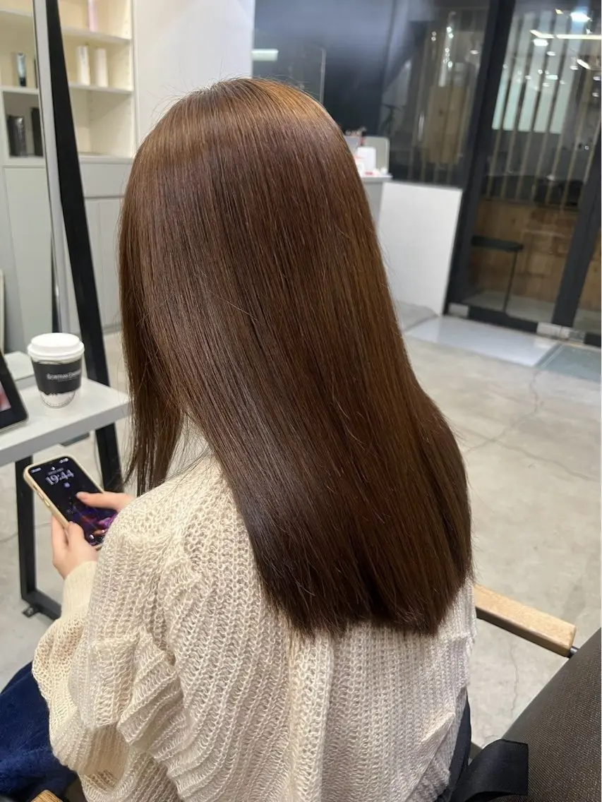 パーマ 縮毛矯正 🍒モテ暖色カラー × うる艶✧ ゆなのヘアスタイル