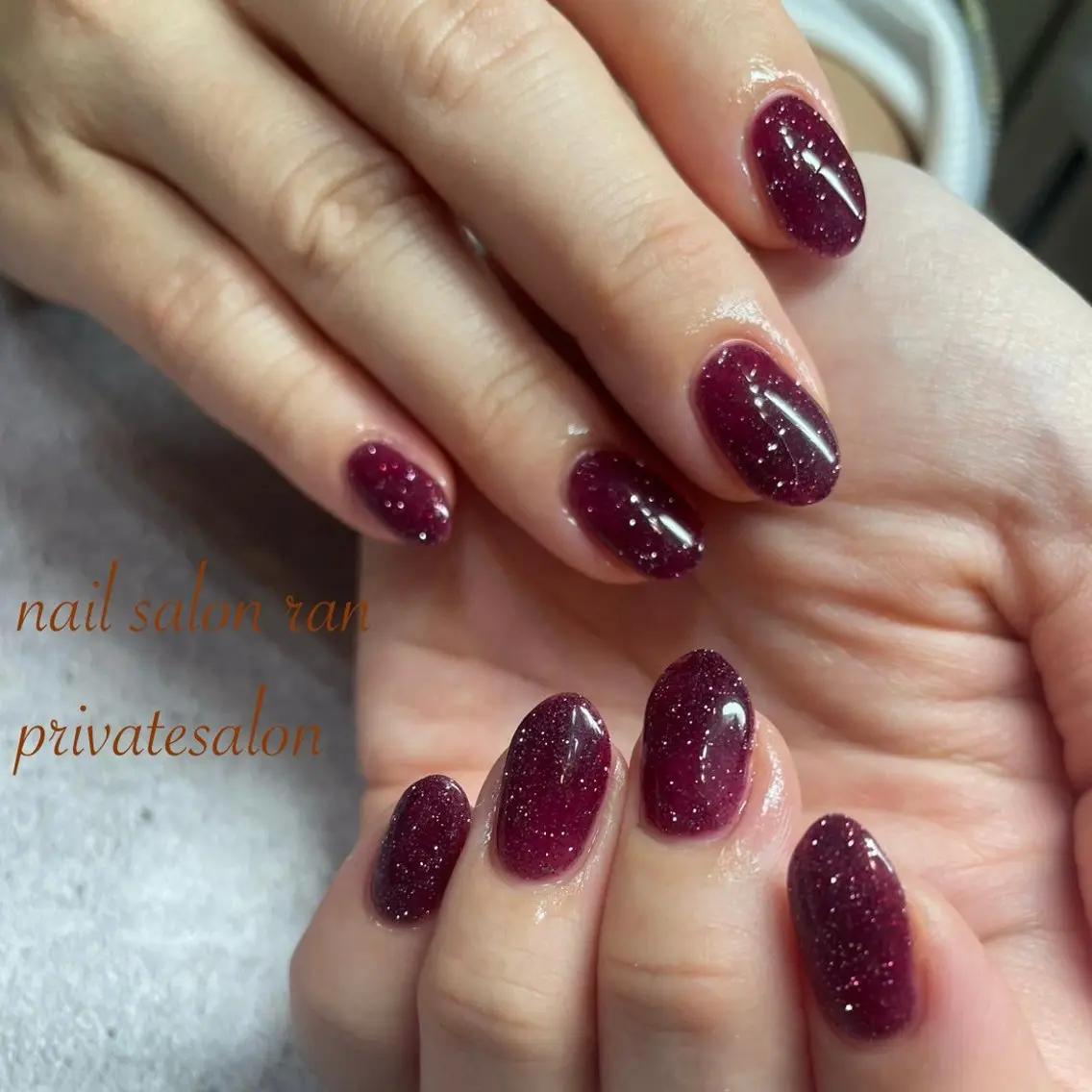 ネイル ボルドー フラッシュネイル ハンドネイル nailsalon ranのネイルデザイン