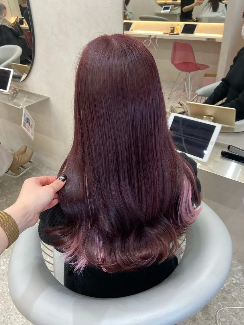 ロング カラー カット ヘアカラー トリートメント 新宿/韓国ヘア 中明度カラー/かやのヘアスタイル