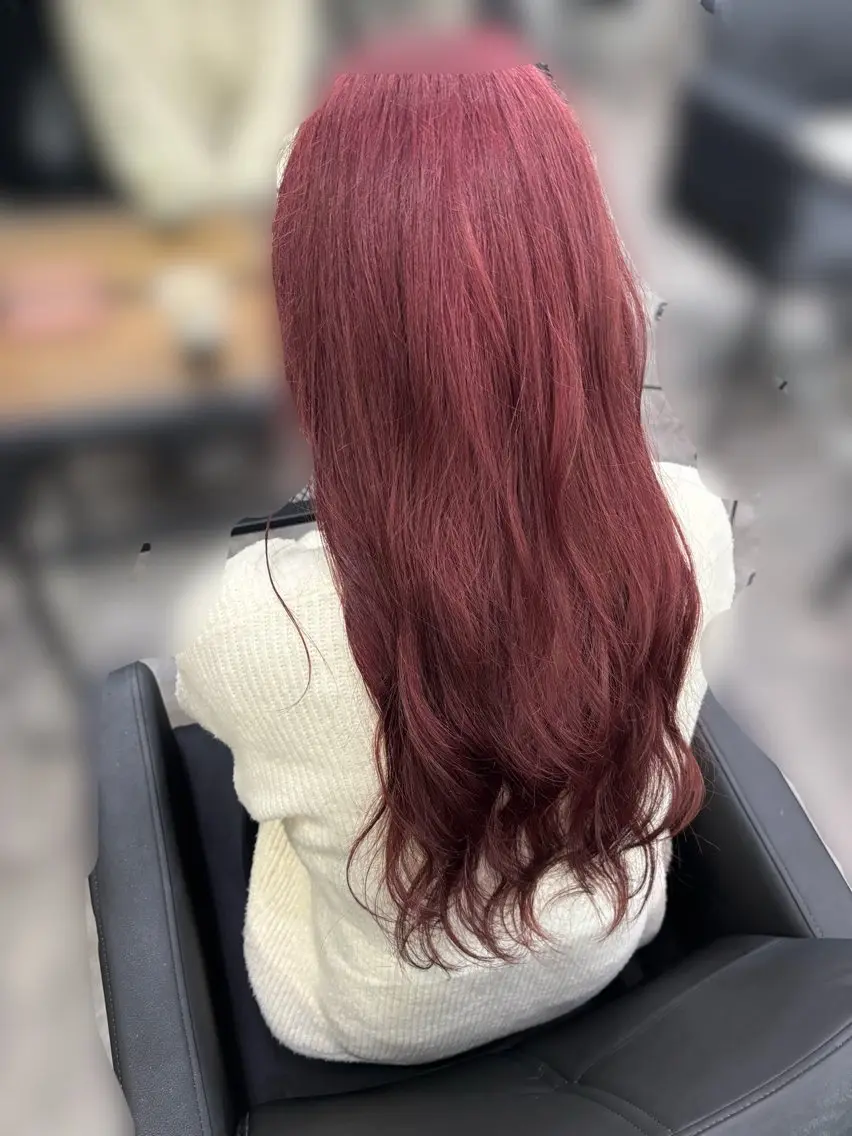 ロング カラー レッドカラー yui/パーマ/ メンズカットのヘアスタイル