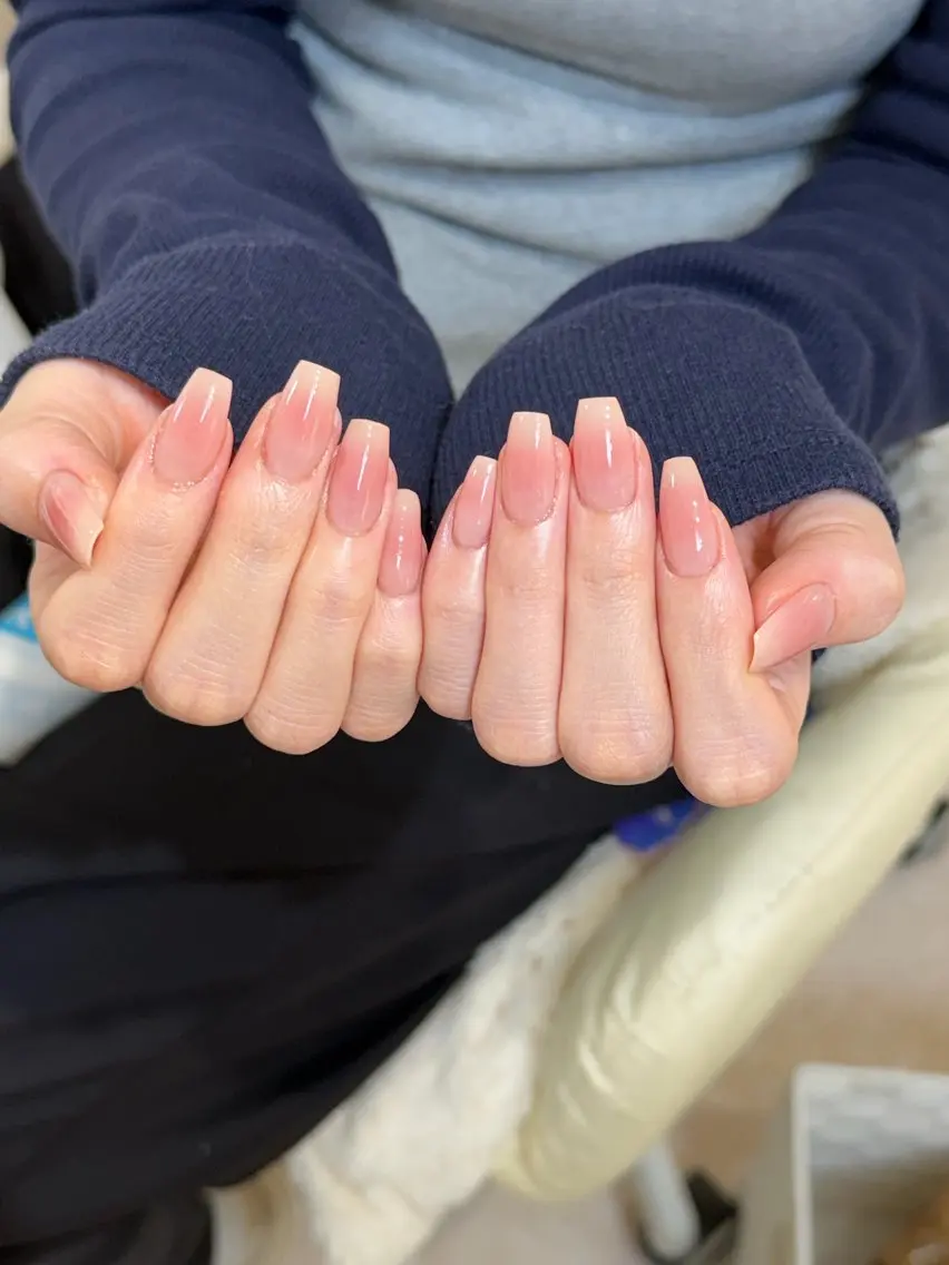 ネイル チークネイル 長さ出し フレンチネイル ガーリー 韓国ネイル Sun Nail linaのネイルデザイン