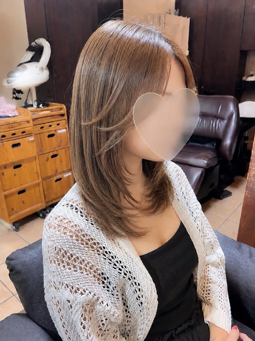 ミディアム カラー ヘアアレンジ 顔周りカット レイヤーカット カット 韓国レイヤー/ 💎Tomoya💎のヘアスタイル