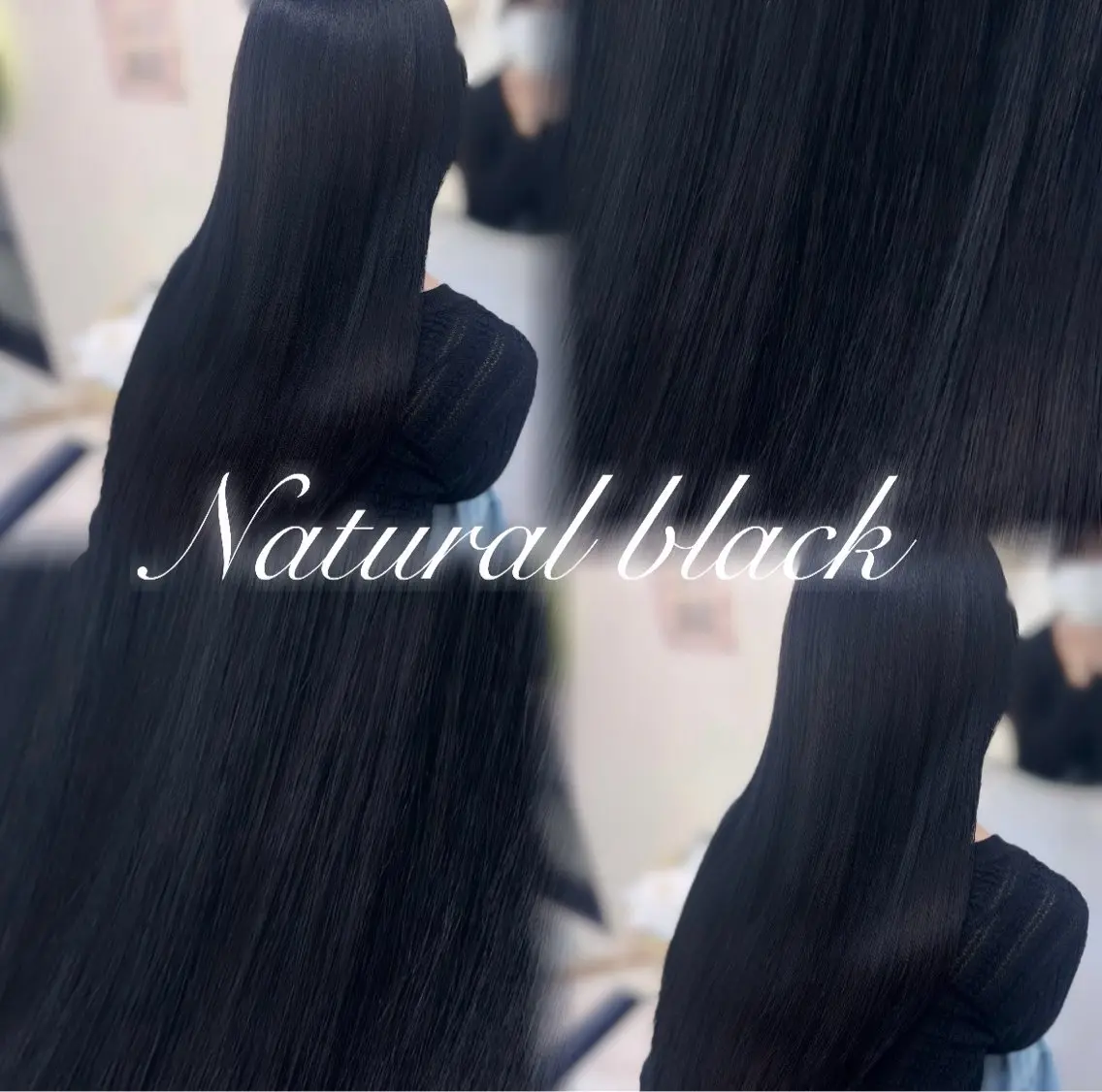 ロング カラー 黒髪 ブルーカラー 透明感カラー ヘアカラー トリートメント 🐣‪かれん🍀/ 上尾/艶髪ワンカラーのヘアスタイル