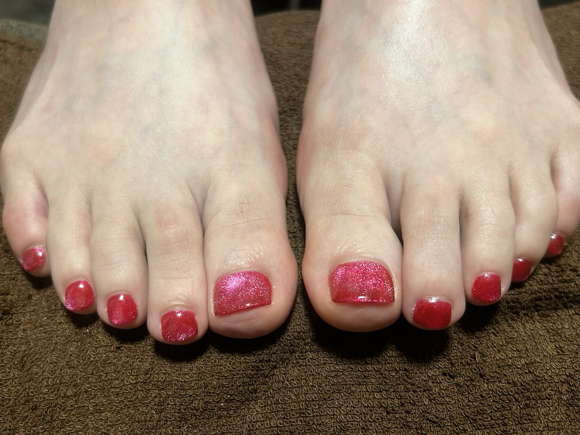 ネイル マグネットネイル ピンク フットネイル i nailのネイルデザイン