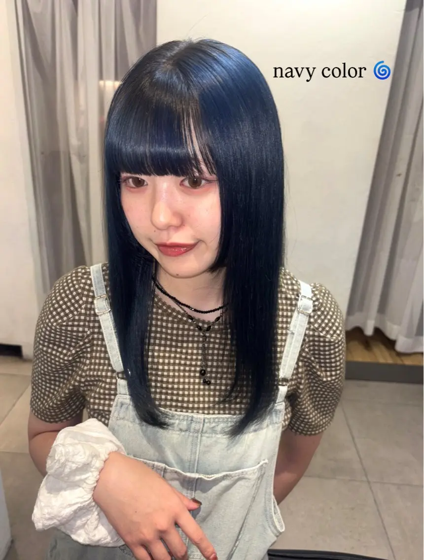 カラー ネイビーカラー ヘアカラー トリートメント ヘッドスパ ノボリ モネ ／ Lomaliaのヘアスタイル