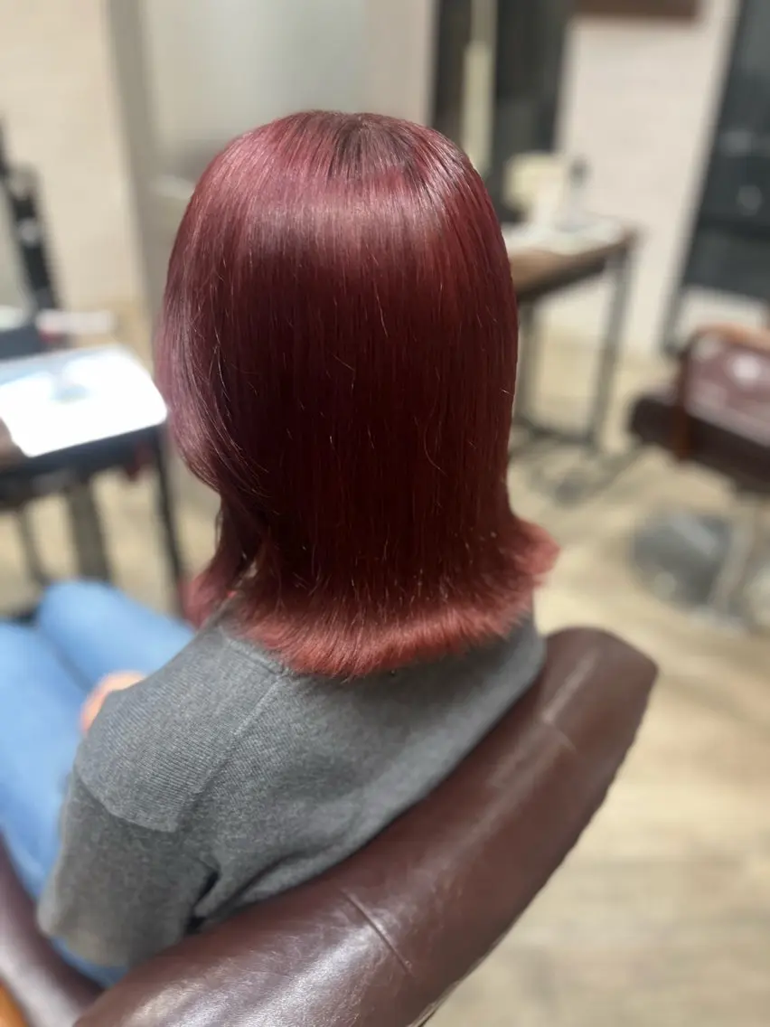 ショート カラー ブリーチ レッドカラー 🫧ぷる艶カラー🫧 Yuubi🦩のヘアスタイル