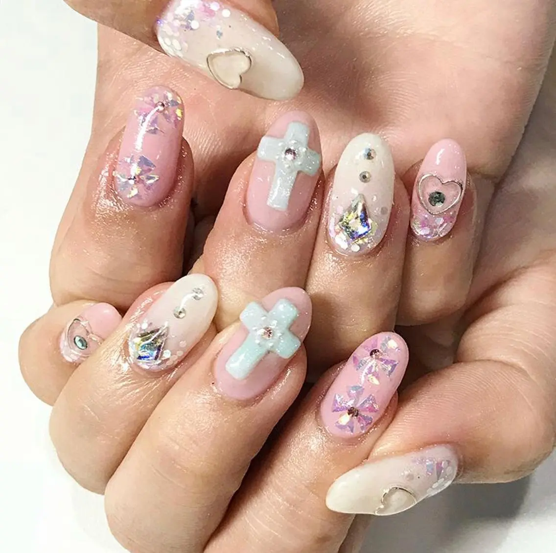 ネイル 渋谷／チップ長さ出し 👑アプレgel-xのネイルデザイン
