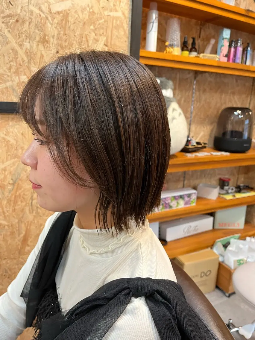 ミディアム カラー ボブ カット ヘアカラー トリートメント ヘッドスパ 庄内＊三国baron ANJUのヘアスタイル