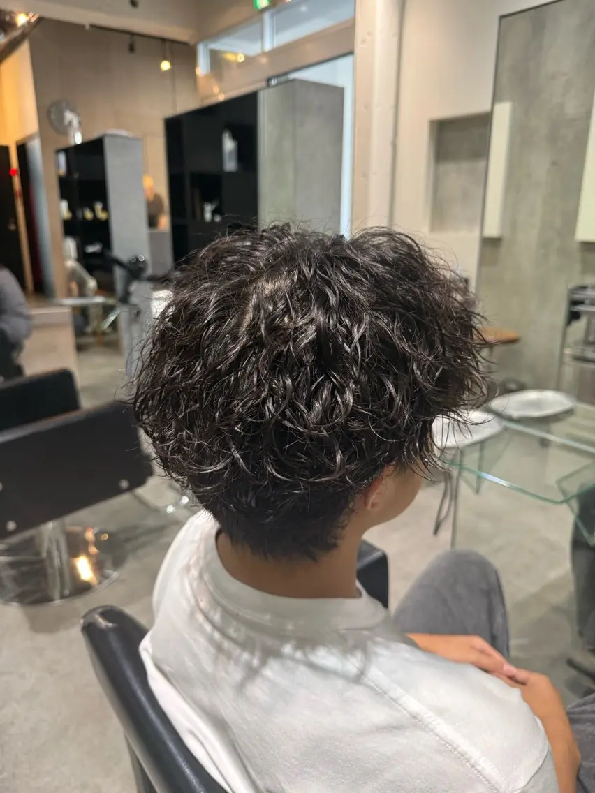 ショート パーマ メンズ パーマ 山添 鈴花のヘアスタイル