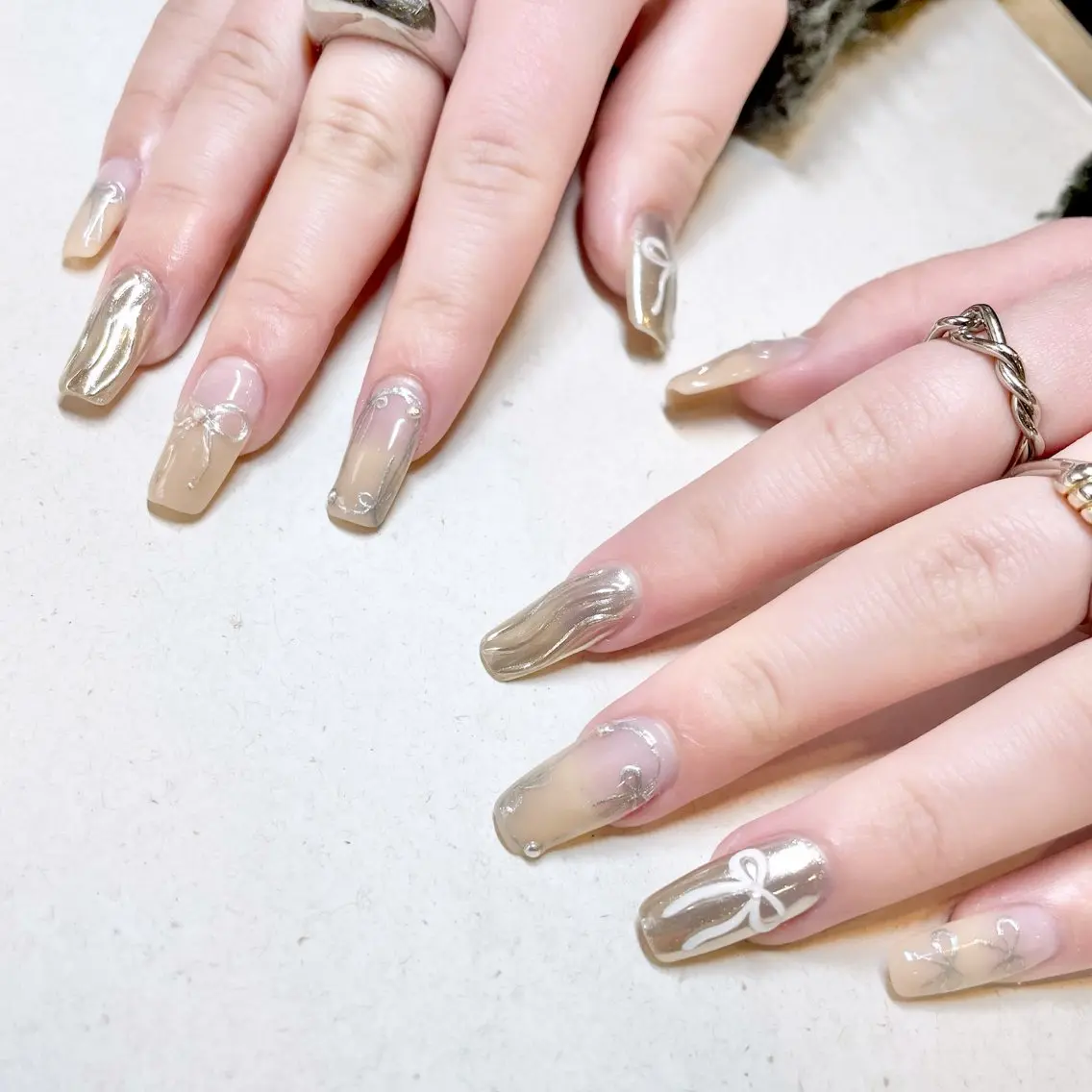 ネイル リボン ハンドネイル pro.M ☆Kinukaのネイルデザイン