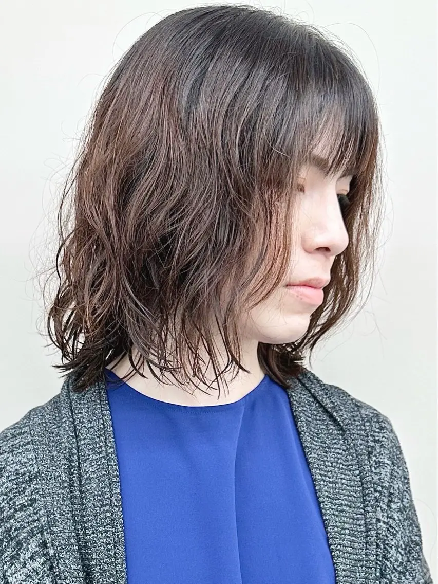 ミディアム パーマ ボブ/ゆるふわ ボブパーマ/とういのヘアスタイル