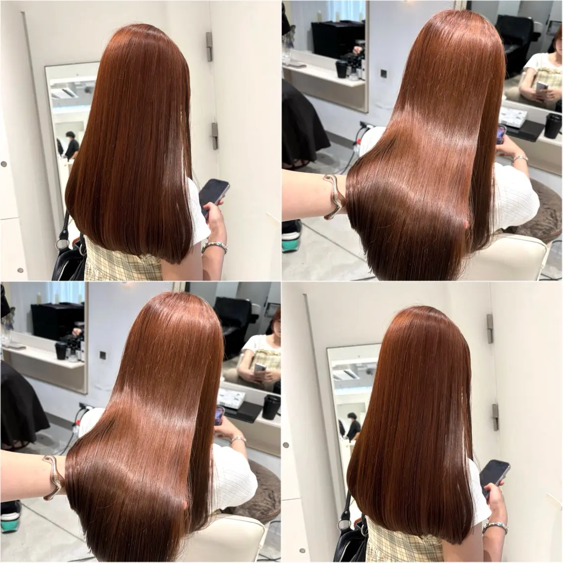 セミロング カラー ベージュカラー ブラウンカラー ハイトーンカラー オレンジ オレンジベージュ ヘアカラー トリートメント ヘッドスパ ヘアセット カジュアルを女っぽく 𝗮𝘆𝗮𝗰𝗼のヘアスタイル