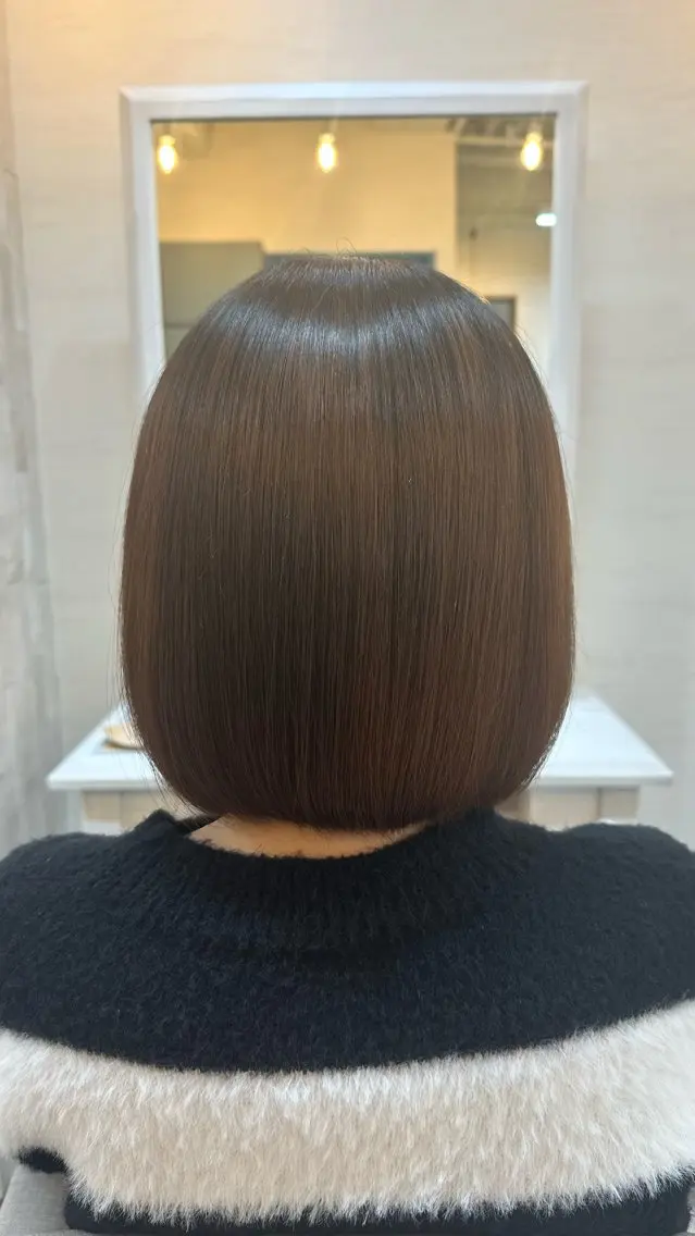 ショート ボブ 髪質改善 トリートメント トリートメント 🖤ほのか/ツヤ髪 /髪質改善/縮毛矯正のヘアスタイル