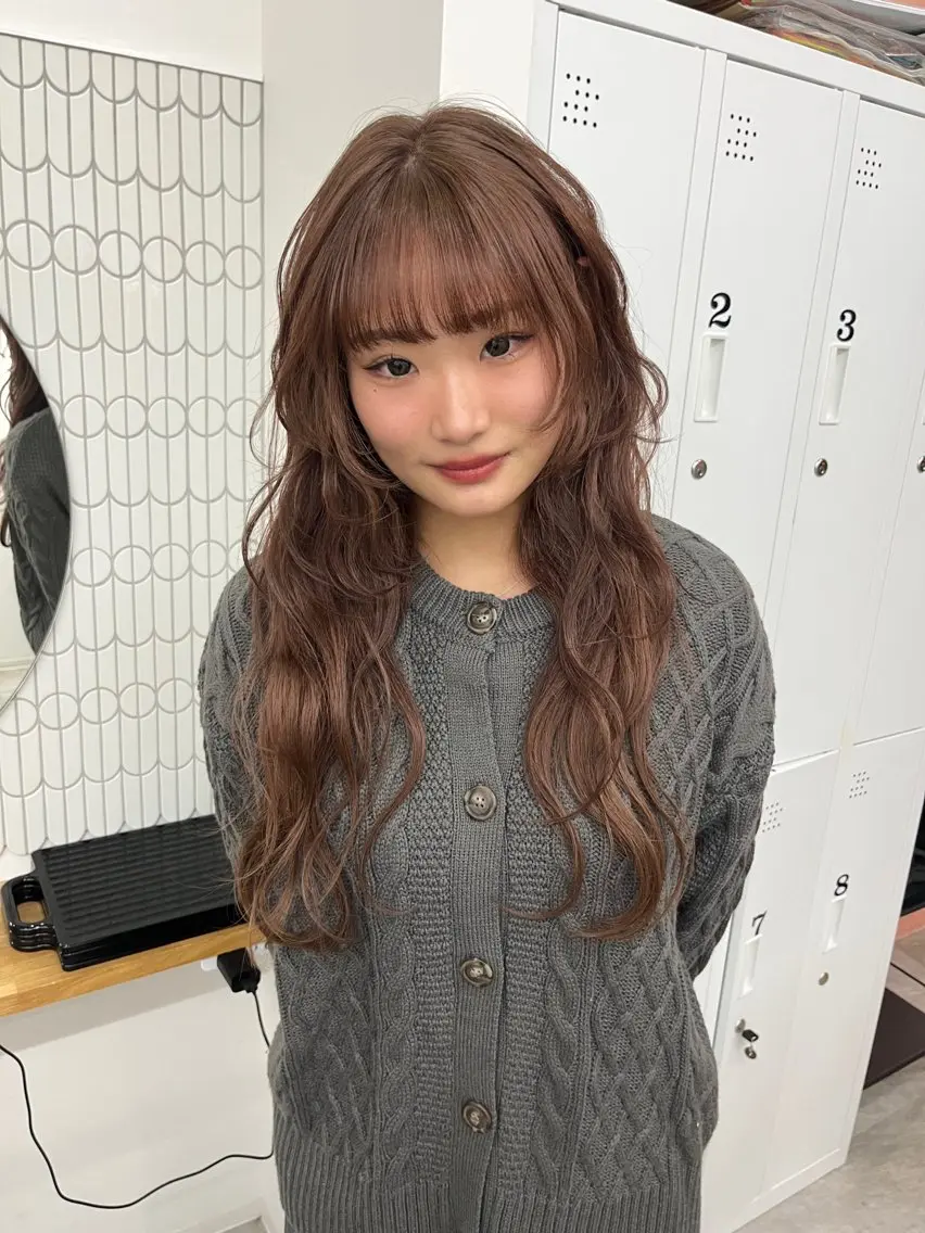 ロング カラー カット ヘアカラー トリートメント ベージュ⟡˖レイヤー ˖ ࣪⊹あずきのヘアスタイル