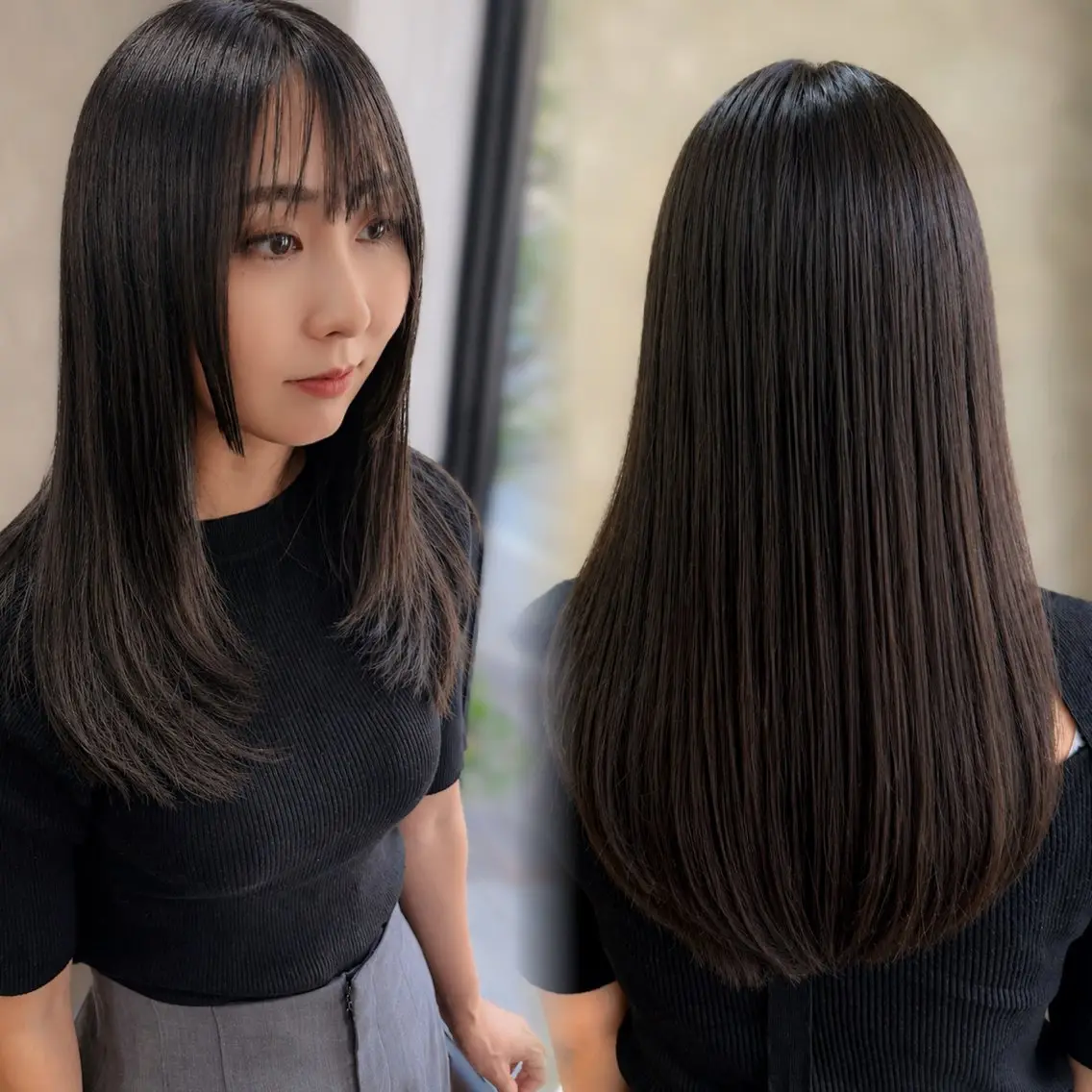 セミロング カラー アッシュ アッシュブラウン ブラウンカラー レイヤーカット ローレイヤー 柏 康孝のヘアスタイル