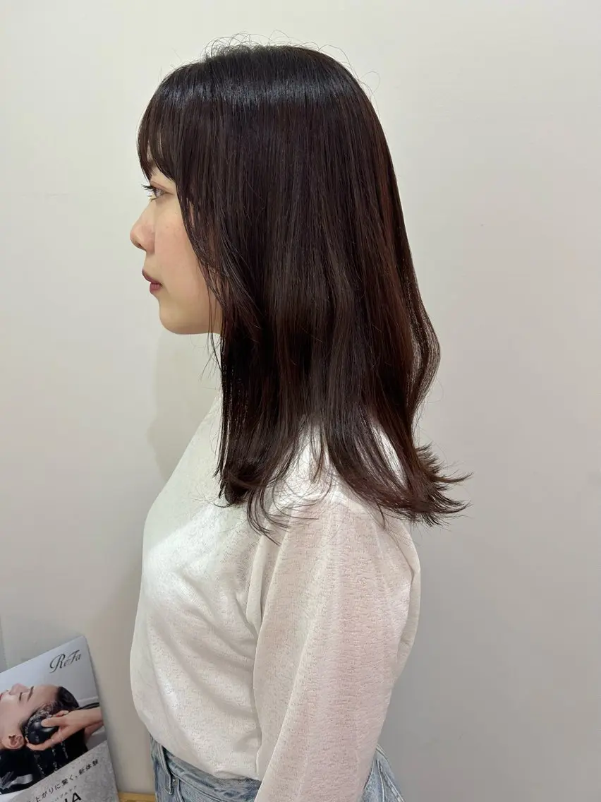 セミロング カラー ブラウンカラー カシス くびれヘア カット ヘアカラー トリートメント 髪質改善/レイヤー/ お顔まわり/Ami.のヘアスタイル