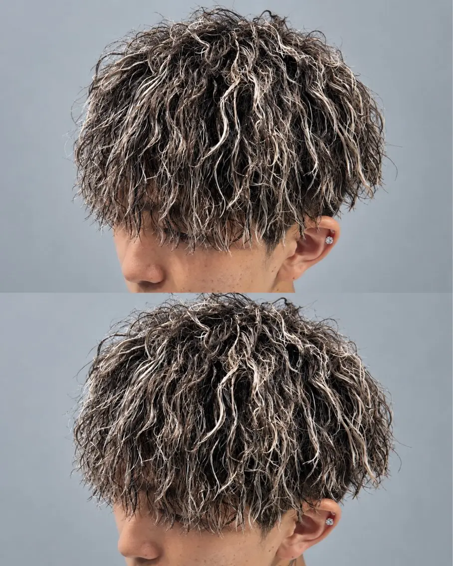 ショート カラー パーマ メンズ カット ヘアカラー パーマ トリートメント ヘッドスパ ヘアセット メンズ/ツイスパ/ レイヤー渋谷🌹のヘアスタイル