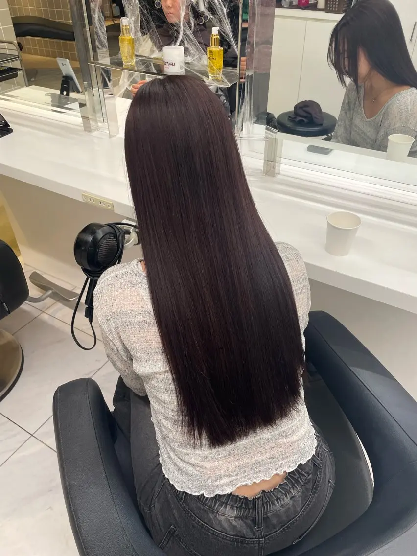 ロング カラー カット ヘアカラー トリートメント 🖤暗髪グレージュ ｜透明感カラー　ゆりのヘアスタイル