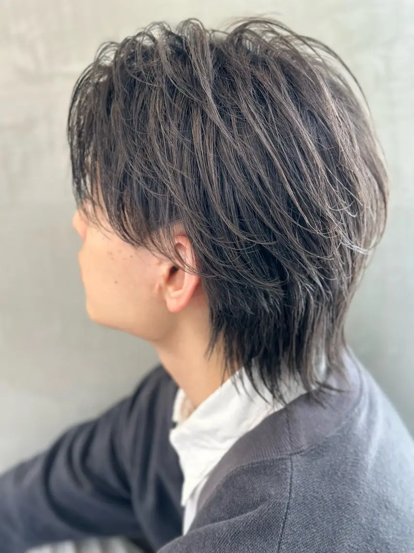 パーマ メンズ センターパート メンズパーマ メンズウルフカット ウルフカット ニュアンスパーマ カット パーマ ブリーチカラー🔥 パーマ【佐々木凌平】のヘアスタイル