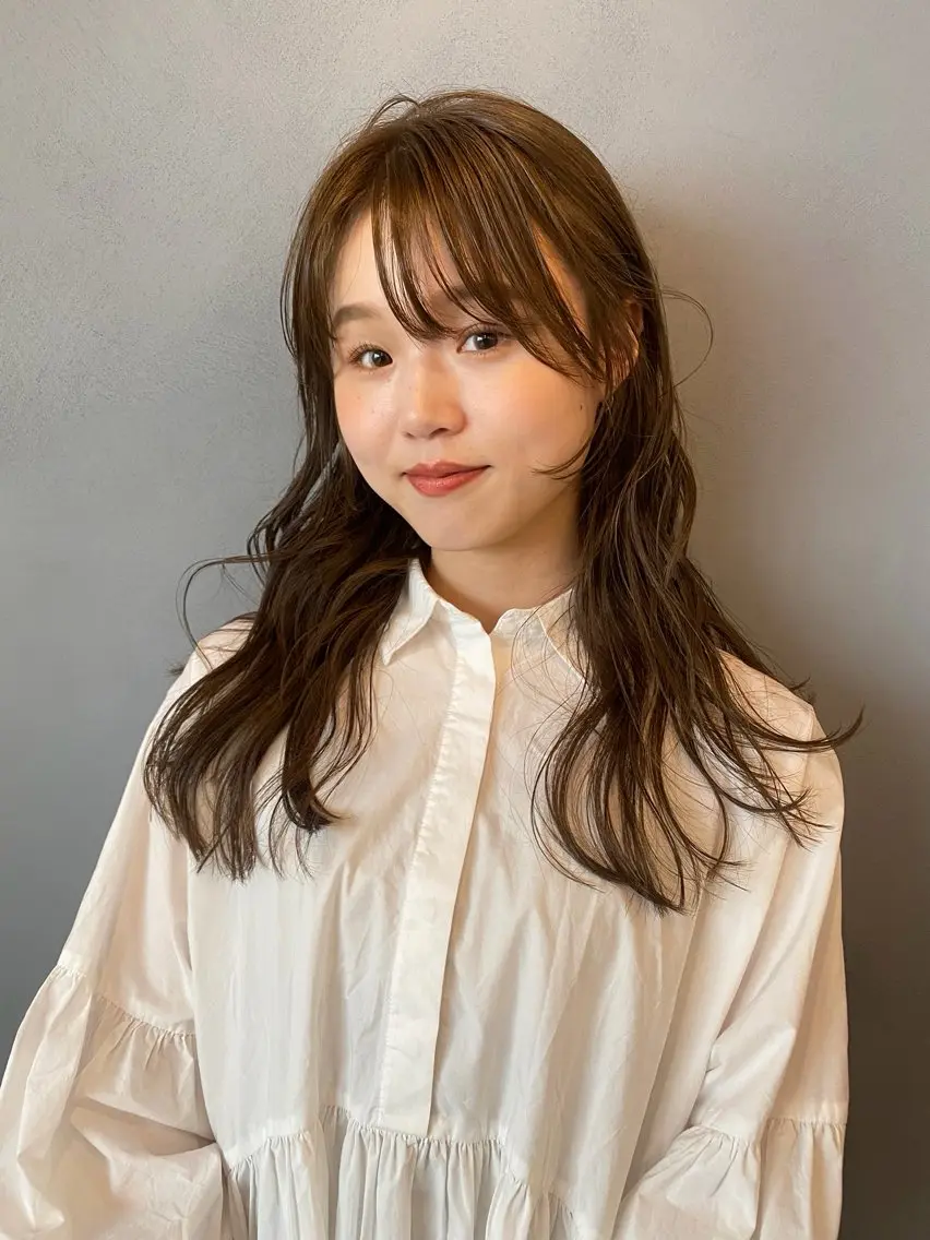 ミディアム カラー カット ヘアカラー トリートメント 砂原 ひよりのヘアスタイル