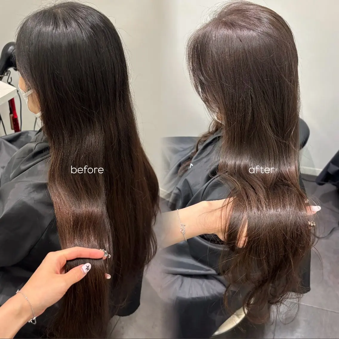 ロング カット ヘアカラー トリートメント 盛れる透明感カラー momokaのヘアスタイル