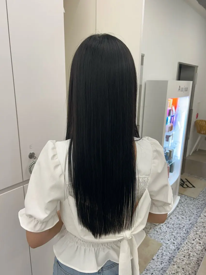 ロング ハルカ 美髪縮毛矯正 レイヤーモデル募集のヘアスタイル