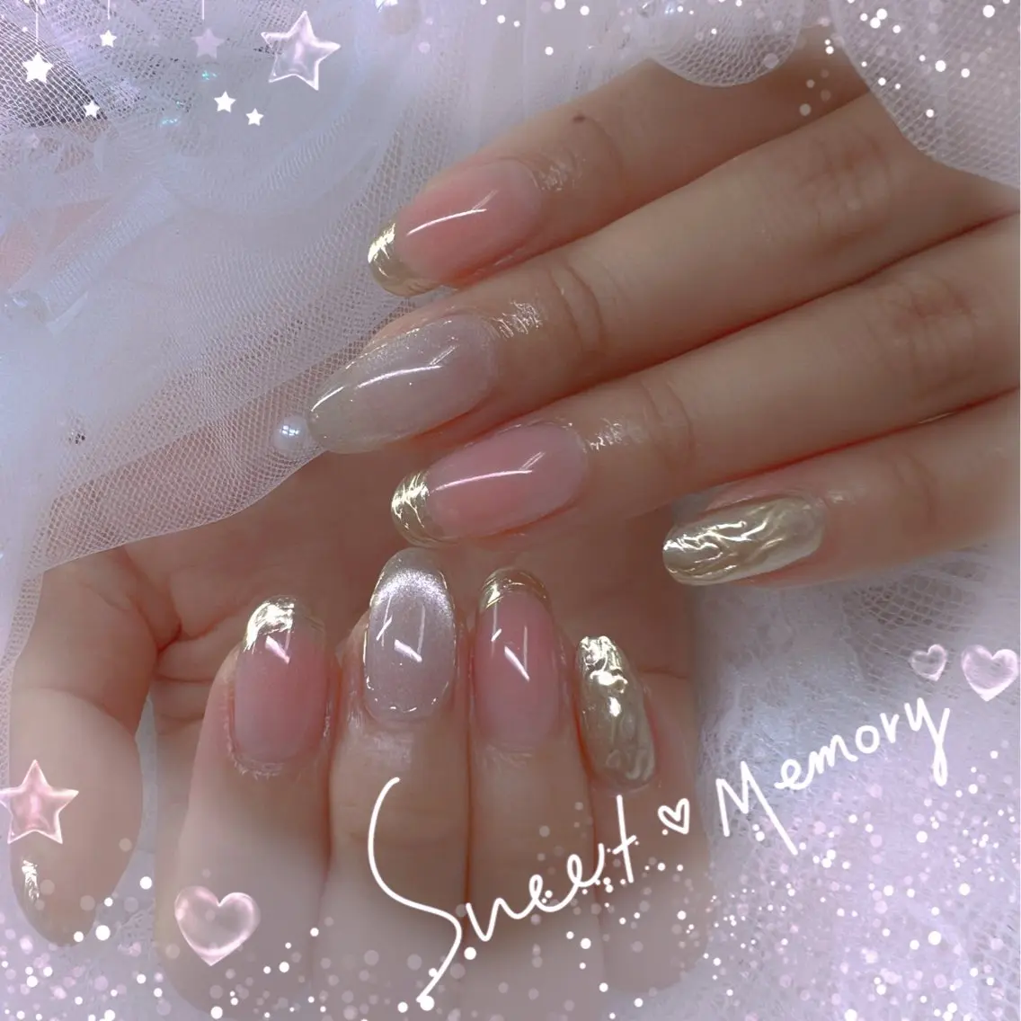 ネイル チークネイル フレンチネイル ガーリー ガラスフレンチ グラデーション ハンドネイル ハンドケア Chill Nailsalonのネイルデザイン