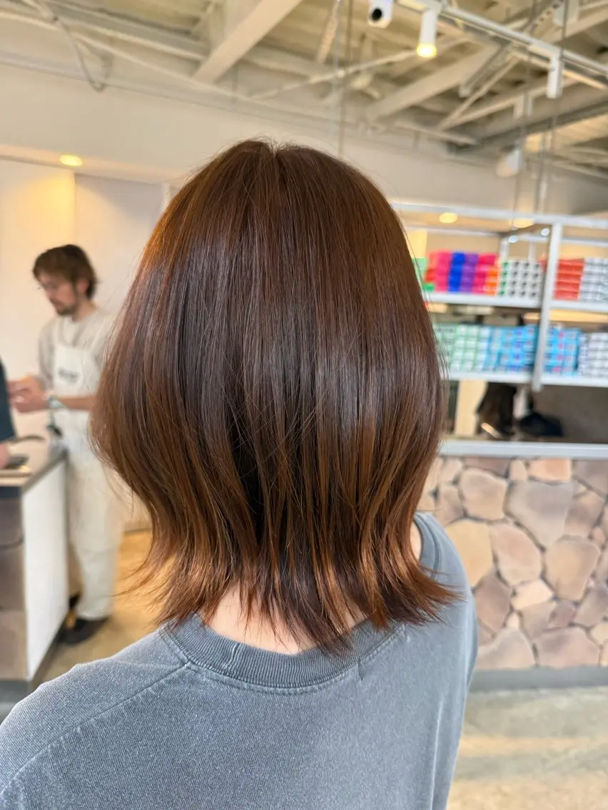 ミディアム オレンジブラウン ヘアカラー ERI. fandのヘアスタイル