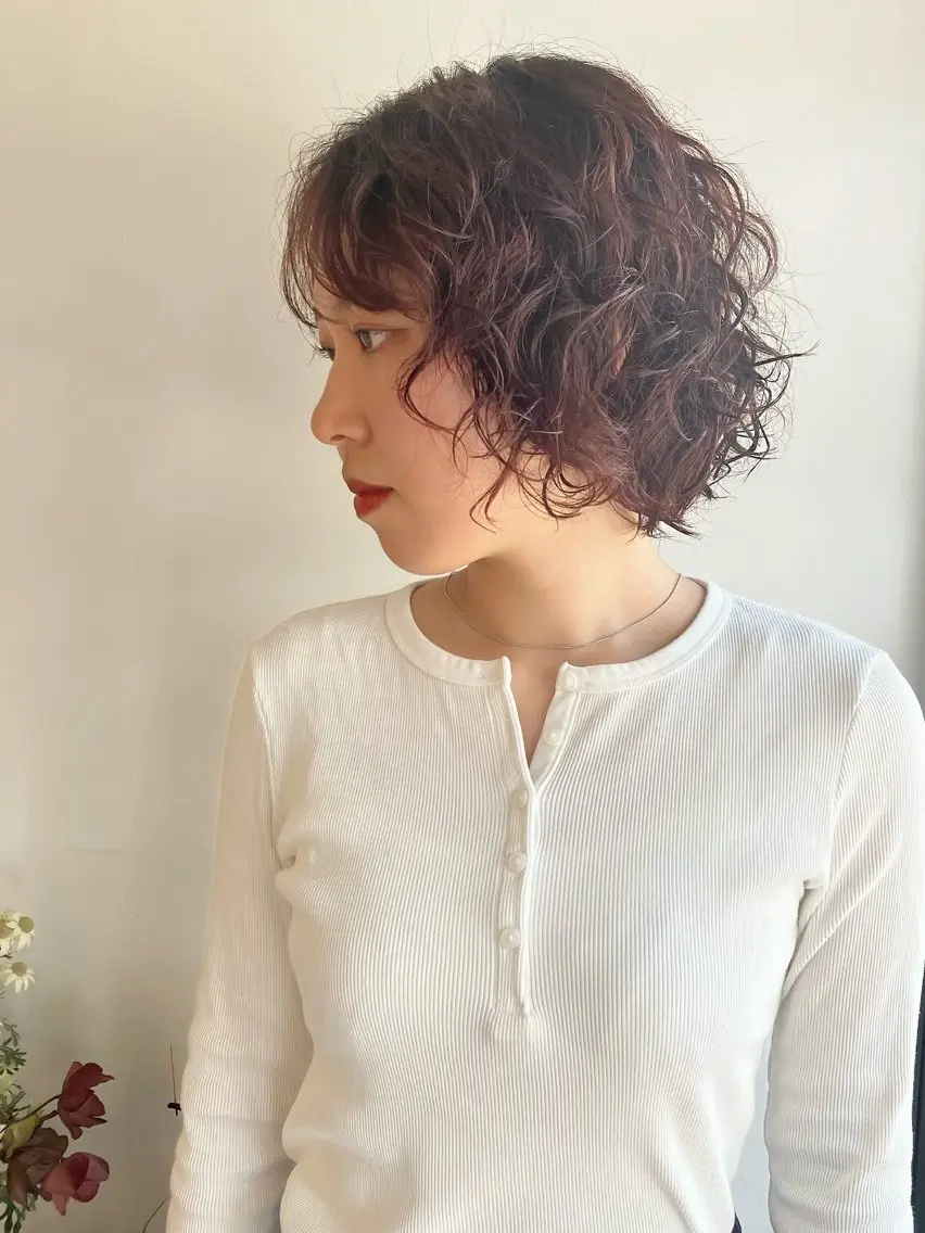 ショート パーマ ボブ ショートヘア ニュアンスパーマ カット パーマ 川間 将彦のヘアスタイル