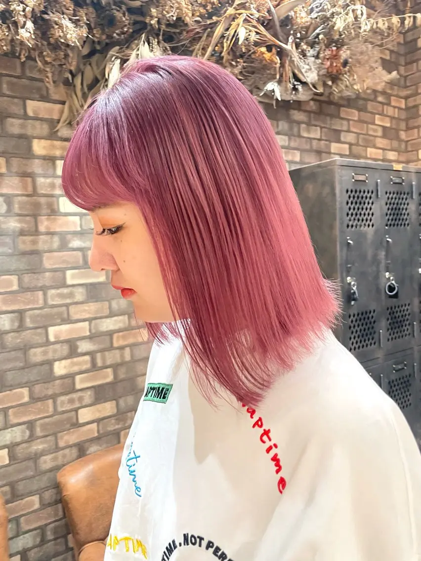 ミディアム ヘアカラー ブリーチ特化🎖️ピ ンクカラー高橋さやかのヘアスタイル