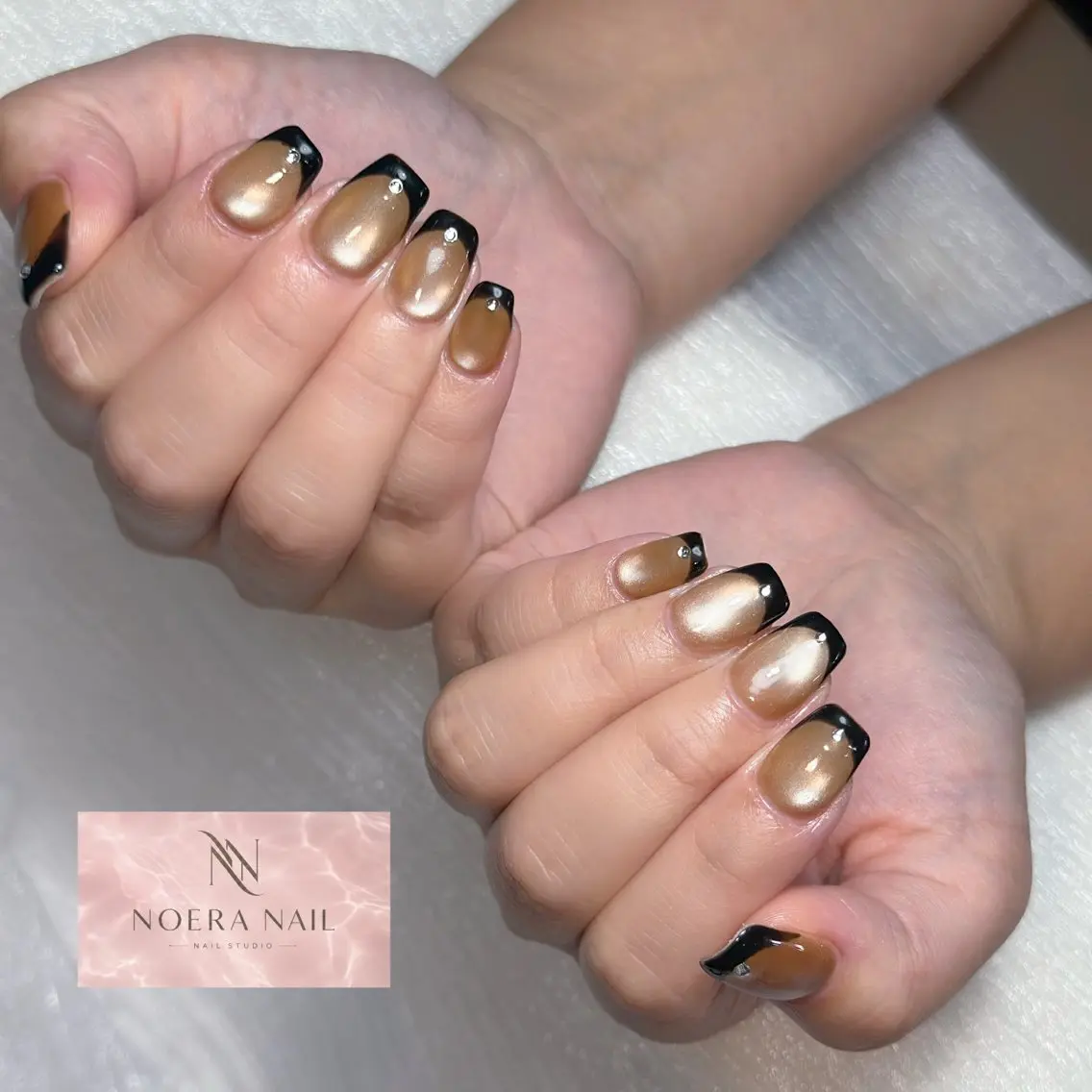 ネイル べっ甲ネイル ボルドー 長さ出し ハロウィン 韓国ネイル ハンドネイル ハンドケア NOERA NAIL チップ長さ出し大塚店のネイルデザイン