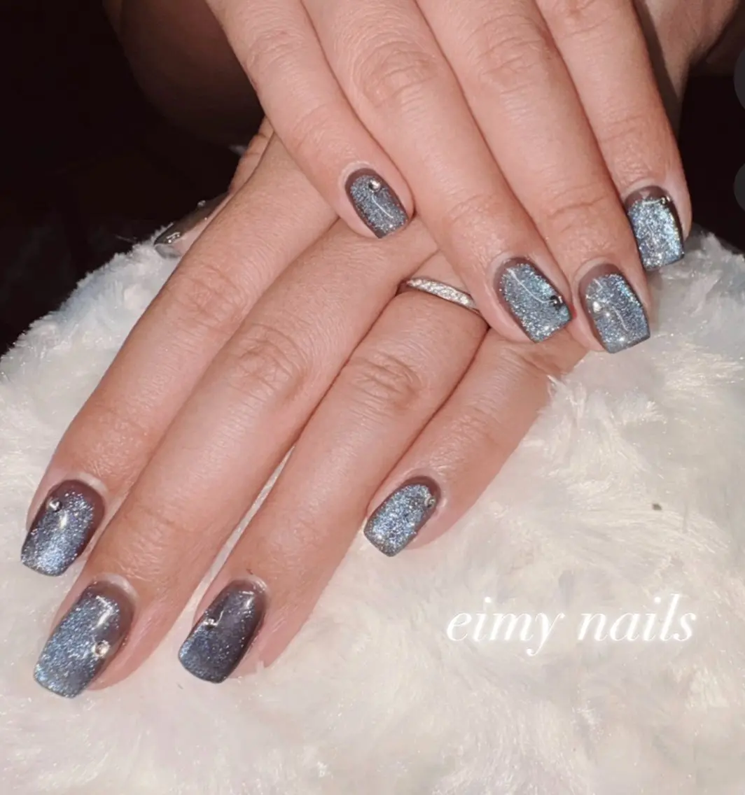 ネイル 水色 マグネットネイル 持ち込み ハンドネイル eimy nails♡のネイルデザイン