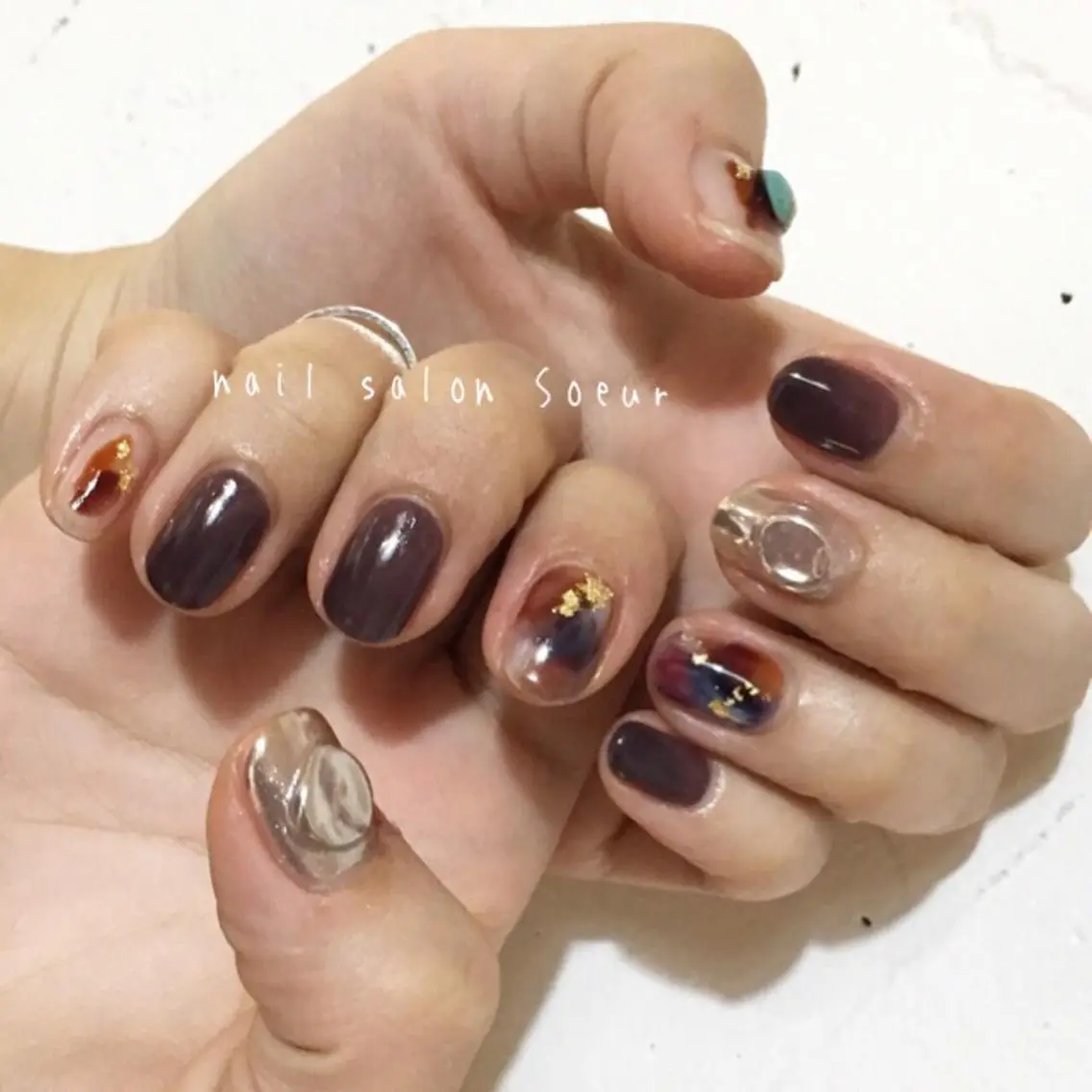 ネイル アートネイル 長さ出し ジェルネイル マットネイル ミラーネイル ハンドネイル nail salon Soeurのネイルデザイン