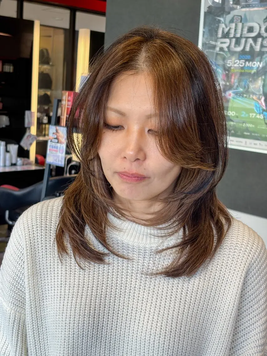 ミディアム カット ヘアカラー トリートメント ブリーチ/ヘアケア/ 艶髪/イギチハルのヘアスタイル