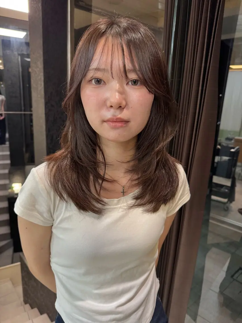 セミロング カラー カット ヘアカラー トリートメント KOHNO/ザクザク レイヤーとハッシュCのヘアスタイル