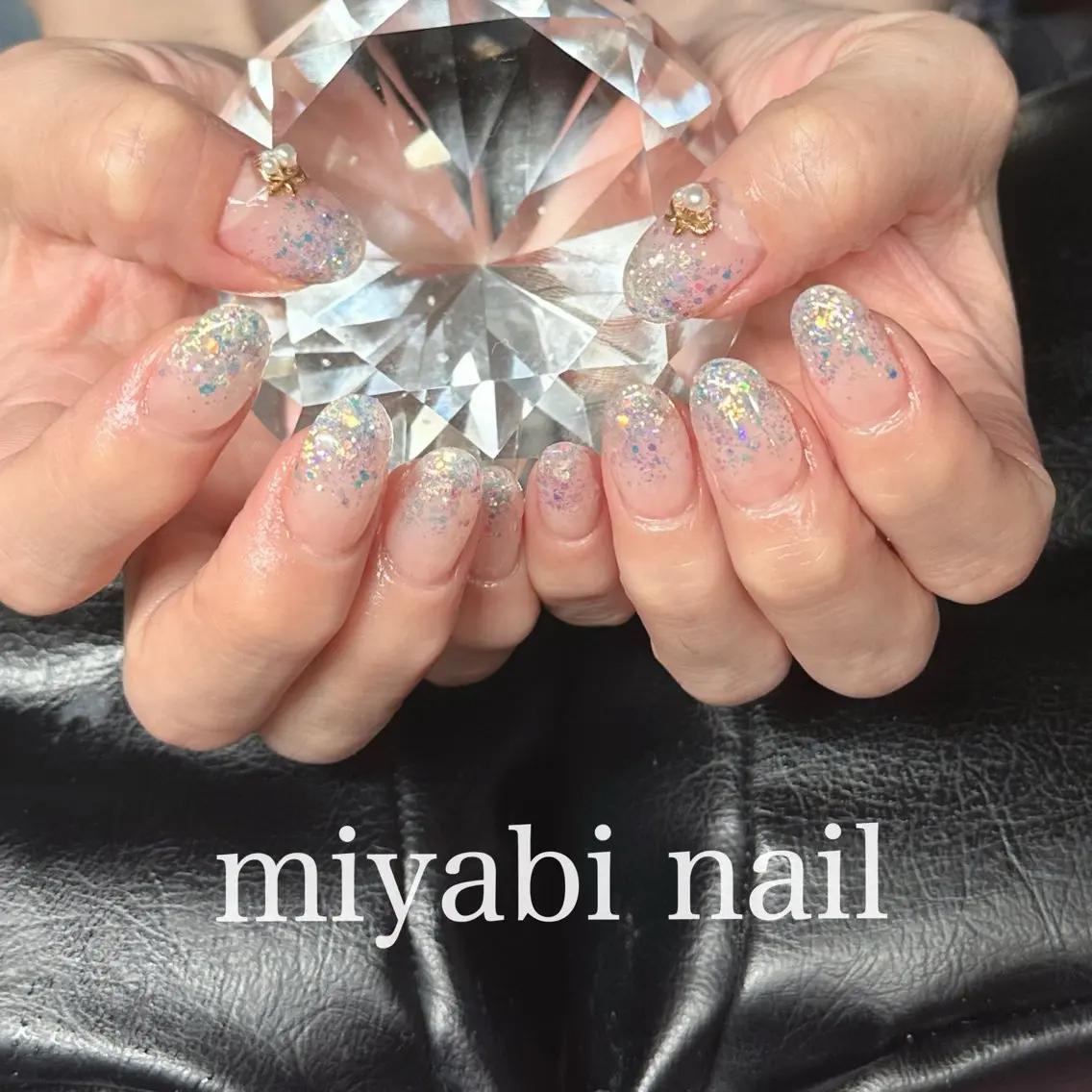 ネイル ジェルネイル グラデーション キラキラネイル ラメ(グリッター) ラメグラデーション ハンドネイル miyabi nail 桂川駅近くのネイルデザイン