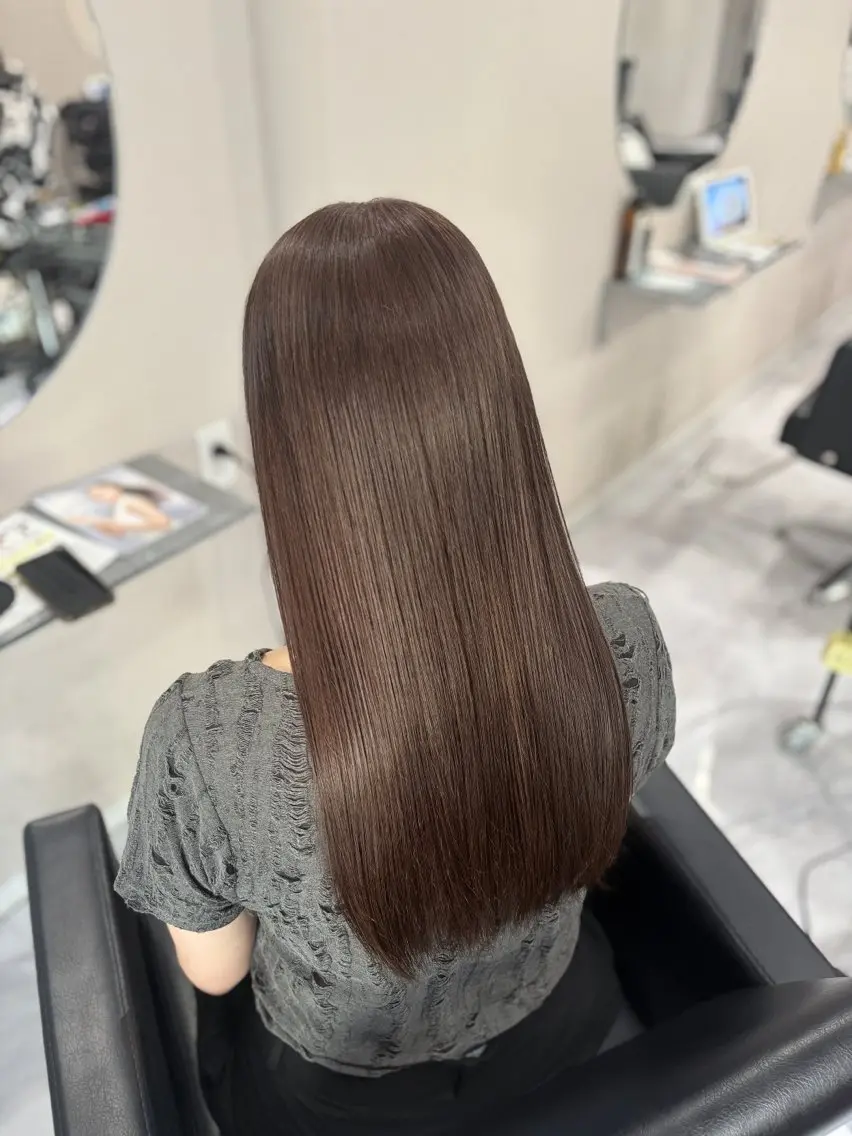 ロング カラー ブリーチ ブラウンカラー マロンブラウン ヘアカラー トリートメント 透明感/オリーブ ボブ/miyuu🥣のヘアスタイル