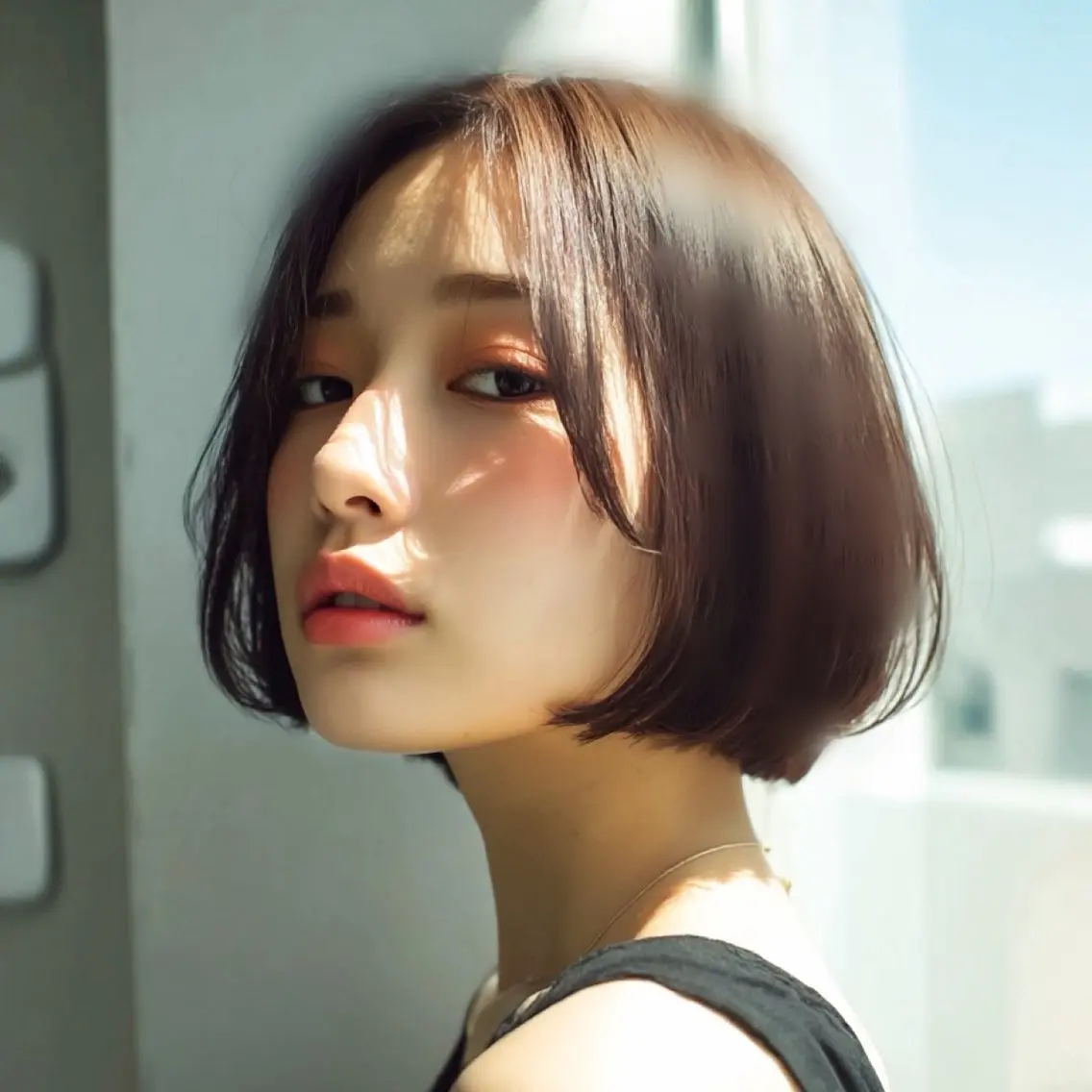 ミディアム カラー ヘアアレンジ カット ヘアカラー トリートメント 💥透明感カラー×レ イヤーボブリクト💥のヘアスタイル